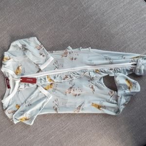 Milk Barn Blue Bird Bamboo Ruffle Onsie